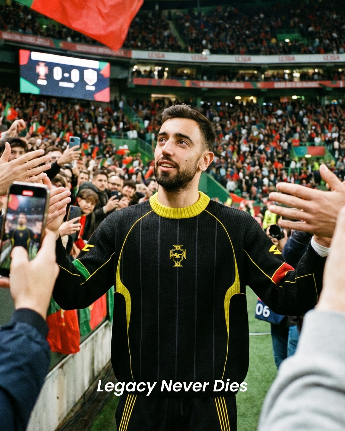Football crowd composition with black kit