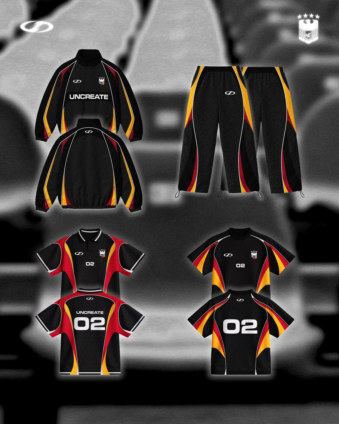 Black kit and tracksuit design board